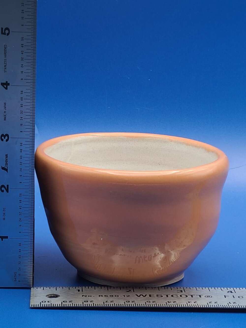 CLEARANCE Vintage Small Handmade Studio Pottery Orange Planter or Pot - Picture 7 of 7
